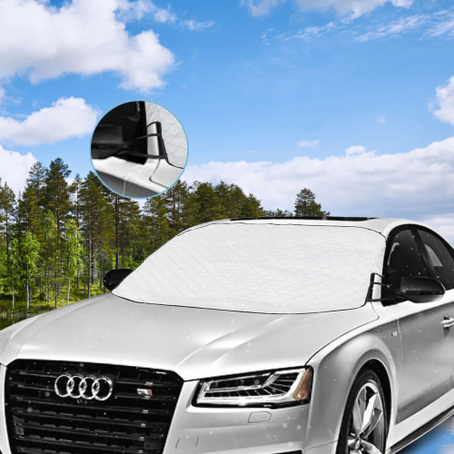 NOYVYDS Pare-Soleil Voiture Pare-Brise Avant Universel 199x127cm - Protection UV, Chaleur & Neige Avec 5 Aimants Puissants